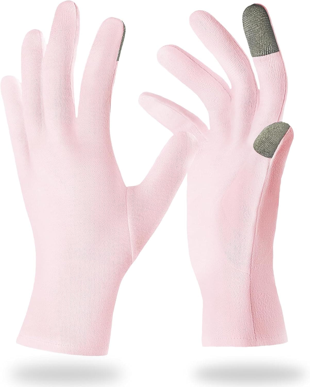 Cotton Gloves for Eczema 5 Pairs Touch Screen Moisturizing Gloves Moisturising for Dry Hands Hand Care Overnight Bedtime Eczema Gloves for Adults Women Men Pink
