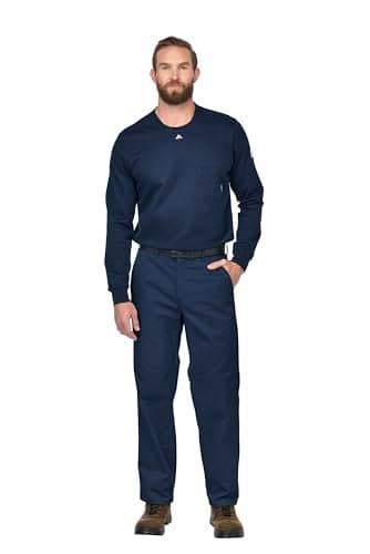 Bulwark Men's Flame Resistant 9 oz Twill Cotton Work Pant, Navy, 28W x 30L