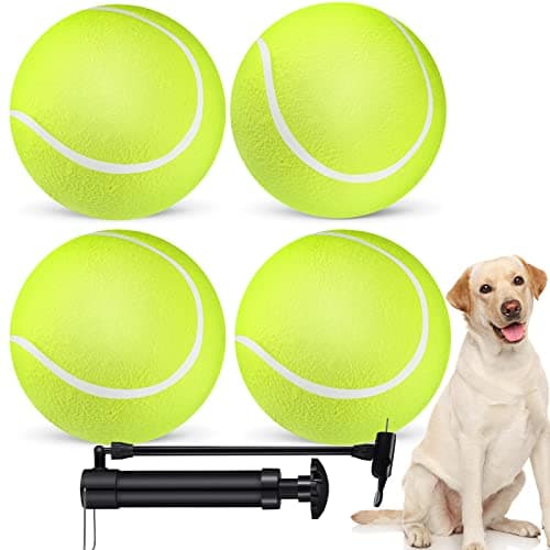 Hanaive 4 Pcs Big Tennis Ball for Dogs 8 Inflatable Large Tennis Balls Dog Toy Balls Giant Puppy Ball Toys for Play Balls Fun Pet Supplies Green Shipped Deflated