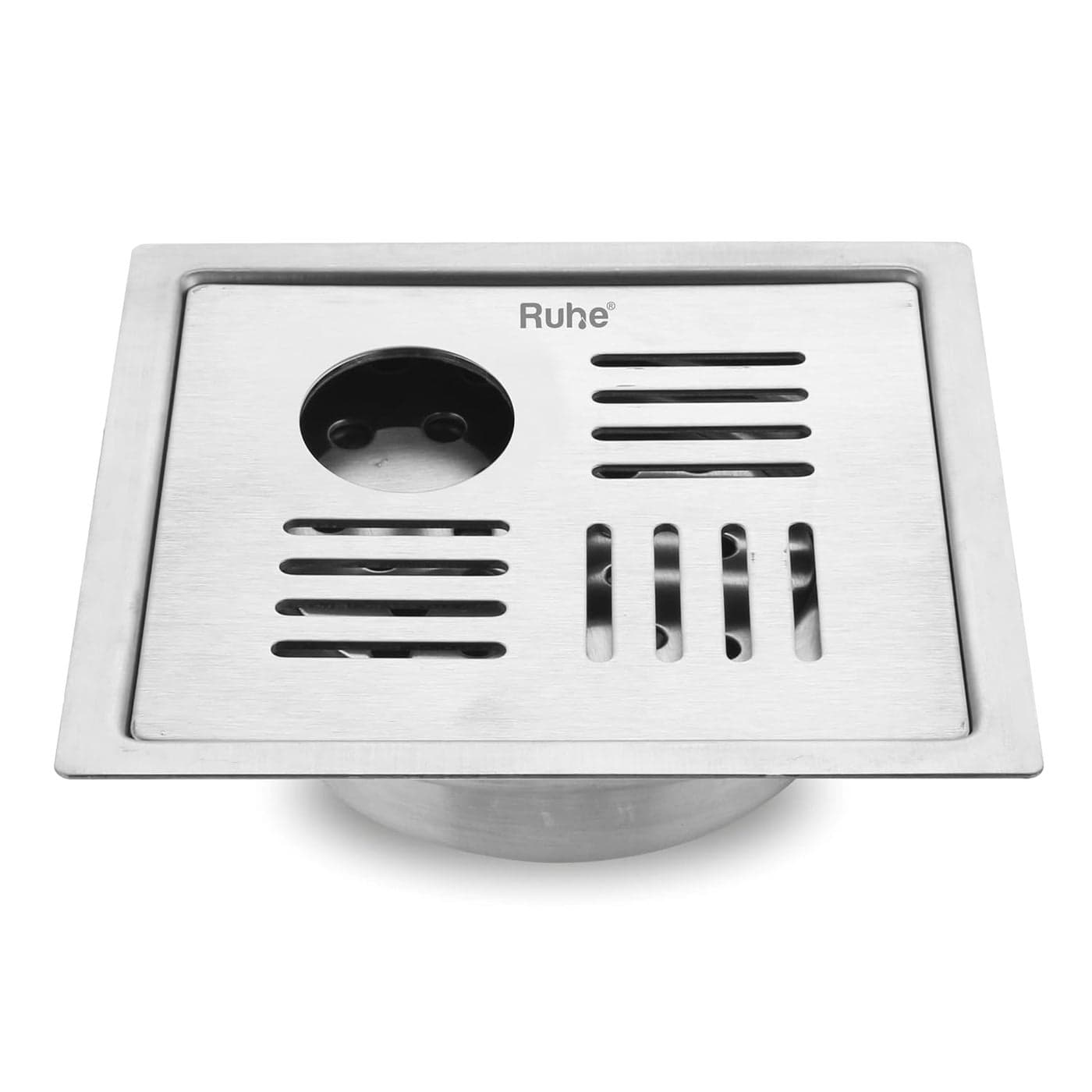 Ruhe Ruby Exclusive Square Flat Cut Floor Drain 304Grade Stainless Steel Drain Jali 6 x 6 inches Floor Drainer with Cockroach TrapJali Hole