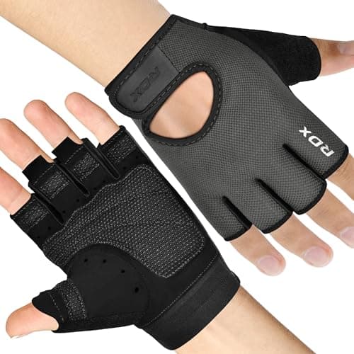 RDX Weight Lifting Gloves Gym Fitness Workout, Anti Slip Palm Protection Half Finger Exercise Glove for Powerlifting Deadlifting Bodybuilding Calisthenics Cycling Rowing Climbing Training, Men Women