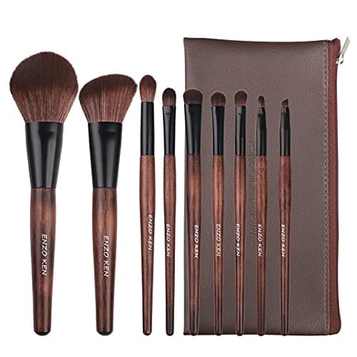 Bamboo Makeup Brushes Set Professional Sable Makeup Brush Set with Case by Luxury ENZO KEN Cosmetic Brushes Makeup Set Make up Brushes Set Professional Natural Hair Makeup Brush Set Professional