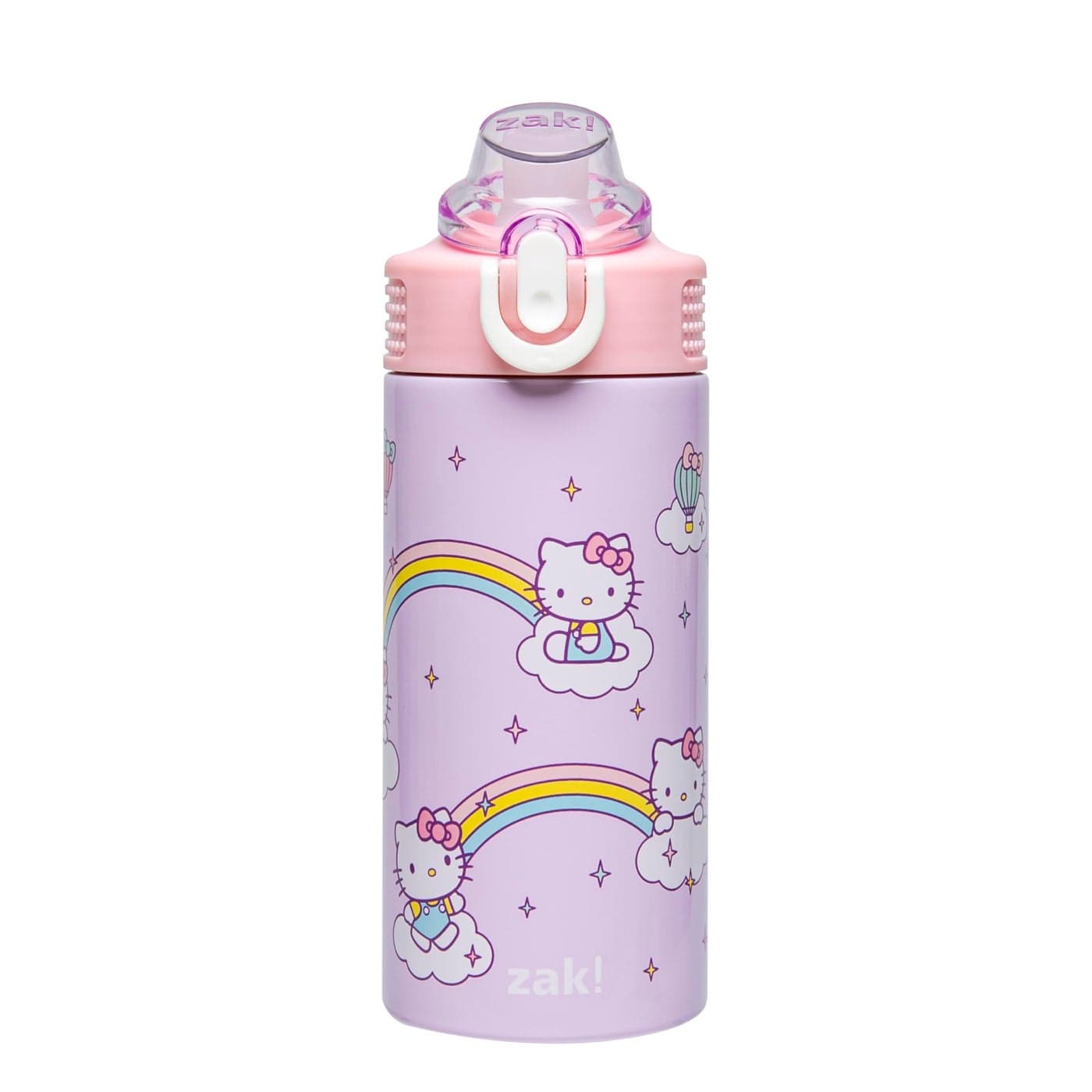 Zak Designs Sanrio Sage Kids Water Bottle For School or Travel 14oz Stainless Steel Water Bottle With Straw Handle and LeakProof PopUp Spout Cover Hello Kitty