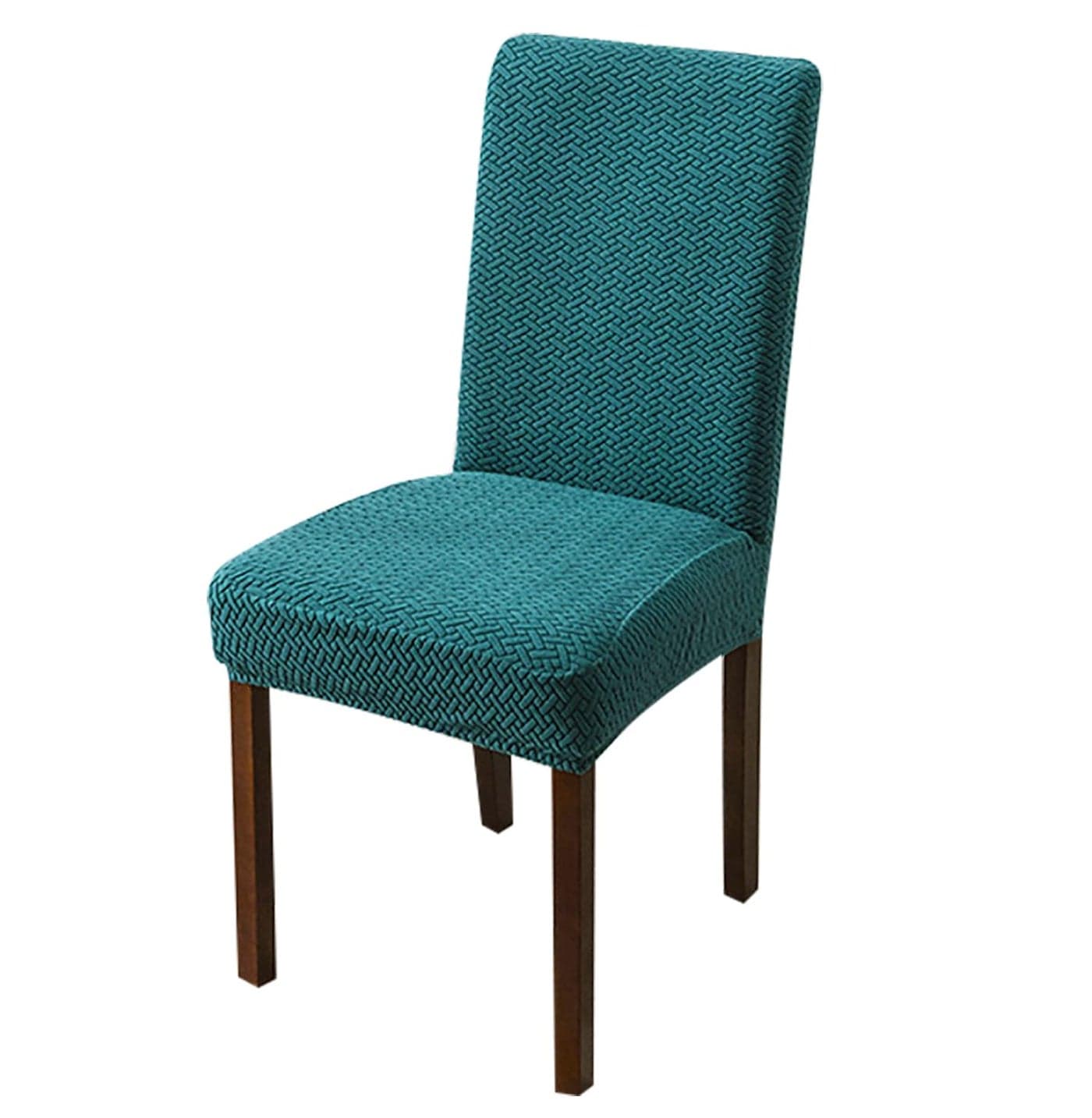 House of Quirk Elastic Jacquard Chair Cover Stretch Removable Washable Short Dining Chair Cover Protector Seat Slipcover (Pack of 1, Teal)