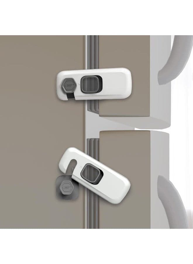 5 Pack Childproof Refrigerator Lock, French Fridge Door Latches, Baby Safety Locks for Cabinet, Cupboard, Drawers, Dishwasher, Oven, Closet, Strong Adhesive-Easy to Install, Enhanced Durability, Grey