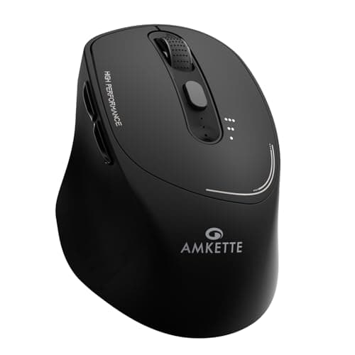 Amkette Hush Pro Epic Rechargeable Wireless Mouse/Bluetooth Mouse | 3 Device Connectivity (2xBT&2.4G)| 2400 DPI |Silent Switches| Premium Ergonomic Design Type C Charging | Black
