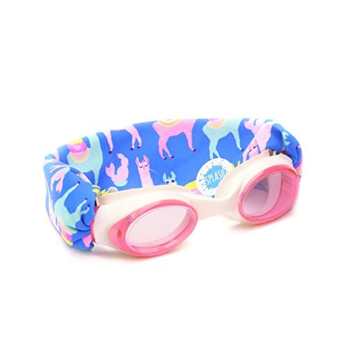 Splash Place KIDS SWIM GOGGLES with Fabric Strap - LLAMA FIESTA | Fun, Fashionable, Comfortable - Tangle-Free, Swimming Goggles for Kids, Comfy Fabric Strap Goggles