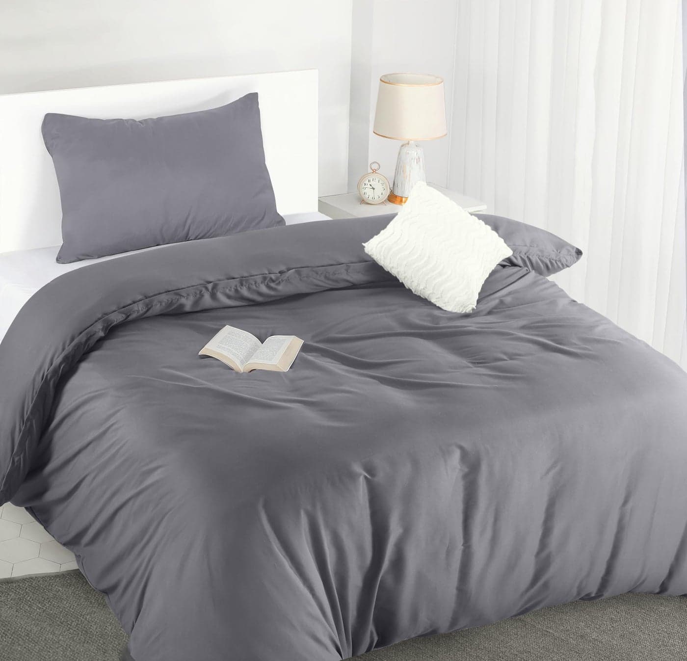 Utopia Bedding Single Duvet Cover Sets Soft Microfibre Polyester Duvet Cover with Pillow case Bedding Quilt Cover Set Grey