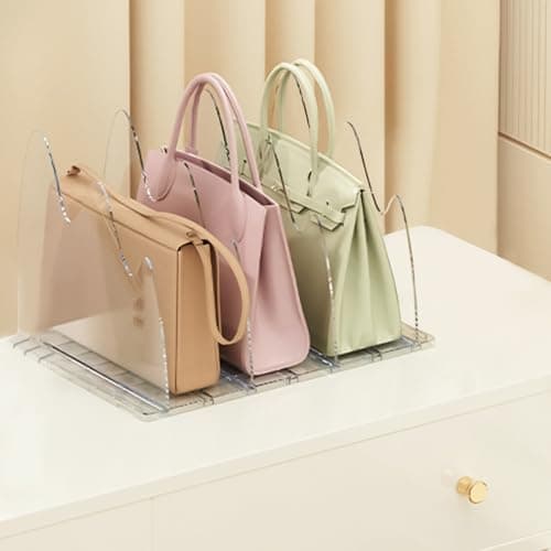 HASTHIP® Adjustable Wardrobe Divider, Purse Organizer for Handbag, Dividers for Bags, 4-Compartment Clear Bag Storage, Multi Purpose Desk Dividers for File Folders