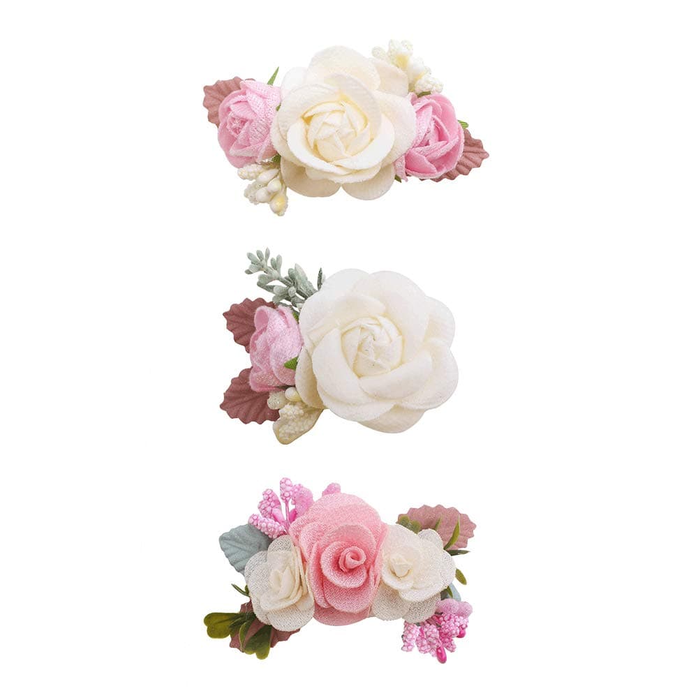 cherrboll Flower Hair Clips Set 3pcs Floral Hair Bow Accessories for Baby Girl Toddles Teen Gifts
