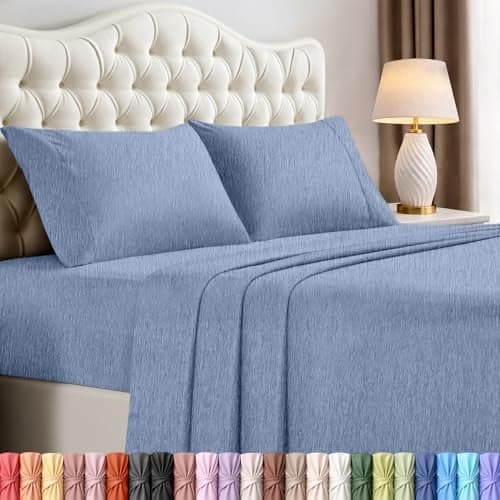 Utopia Bedding Queen Size Sheet Set – 4 Piece Bed Sheets, Soft and Breathable Microfiber, Includes 1 Fitted Sheet, 1 Flat Sheet and 2 Pillowcases – Oeko Tex (Heather Navy)