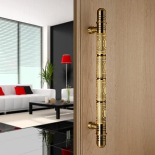LAPO Full Brass 18 Inch Door Handle for Main Door, Bedroom Door Handle for Wooden, Glass Door, Pull-Push Door Handle for Home, Office, Hotel-Pack of 1 | Antique Finish,3 Years Warranty |