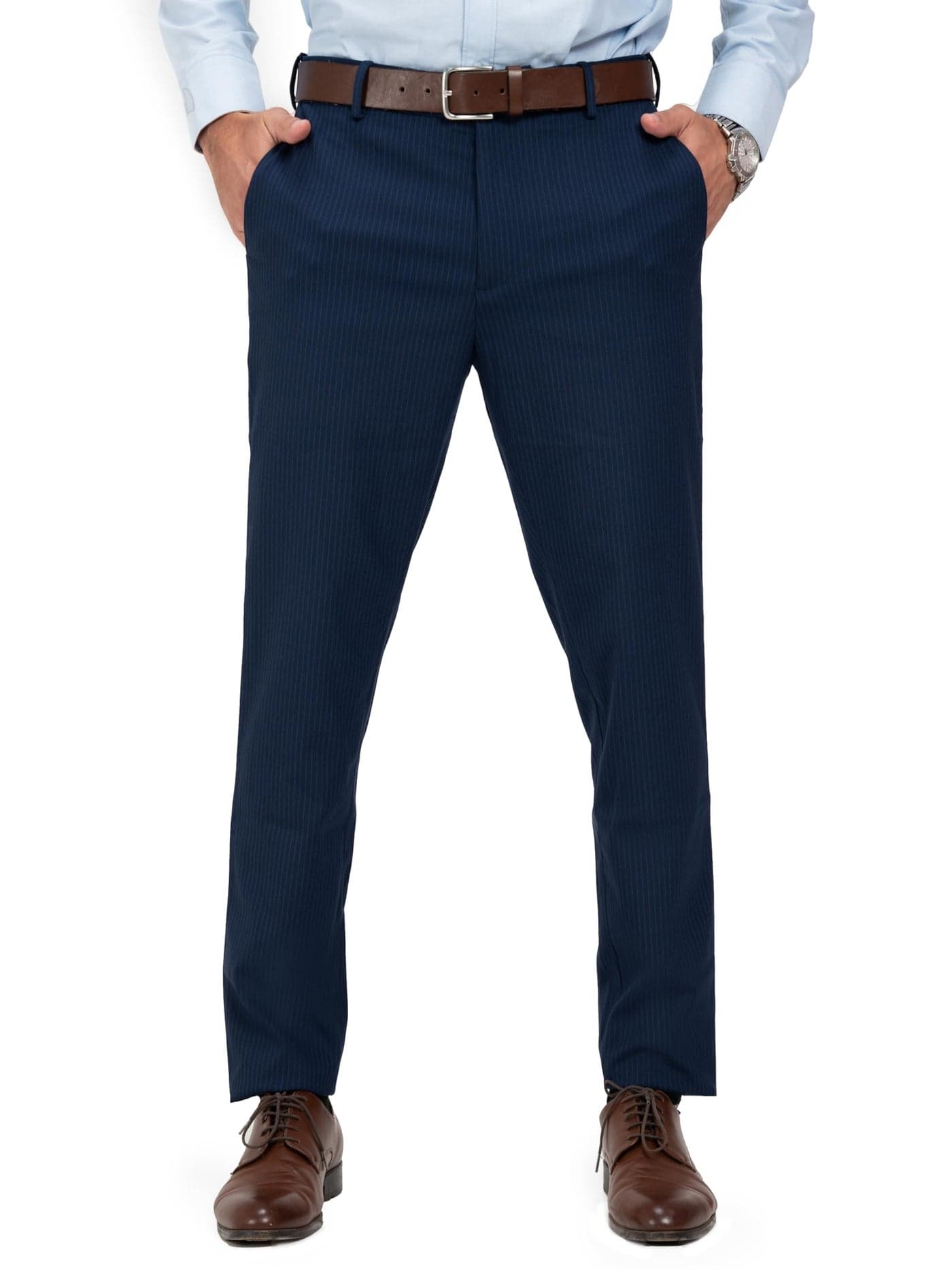 The Pant Project Men's Mid Rise Luxury Pv Lycra Stretchable Formal Pants | Stylish Slim Fit Wear Trousers for Office Or Party | Fashion Dress Trouser Pant (Navy, 30)
