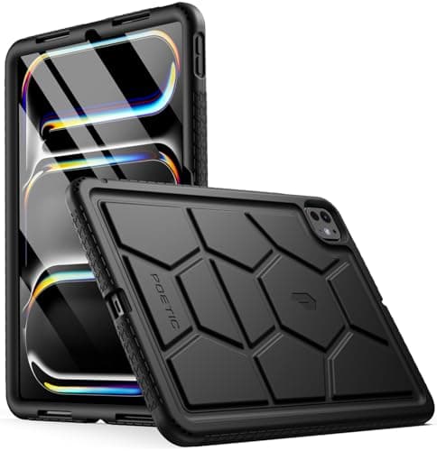 Poetic TurtleSkin Case for iPad Pro 11 Inch 2024 M4 5th Gen, Heavy Duty Shockproof Rugged Kids Friendly Drop Protection Silicone Cover Case, Black