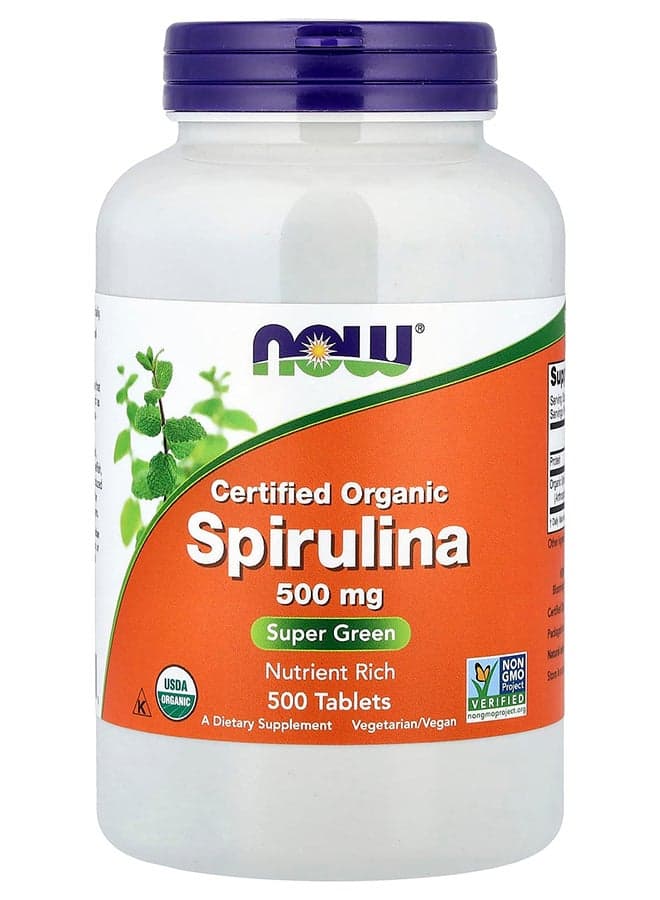 Certified Organic Spirulina Supplement 500 mg - 500 Tablets