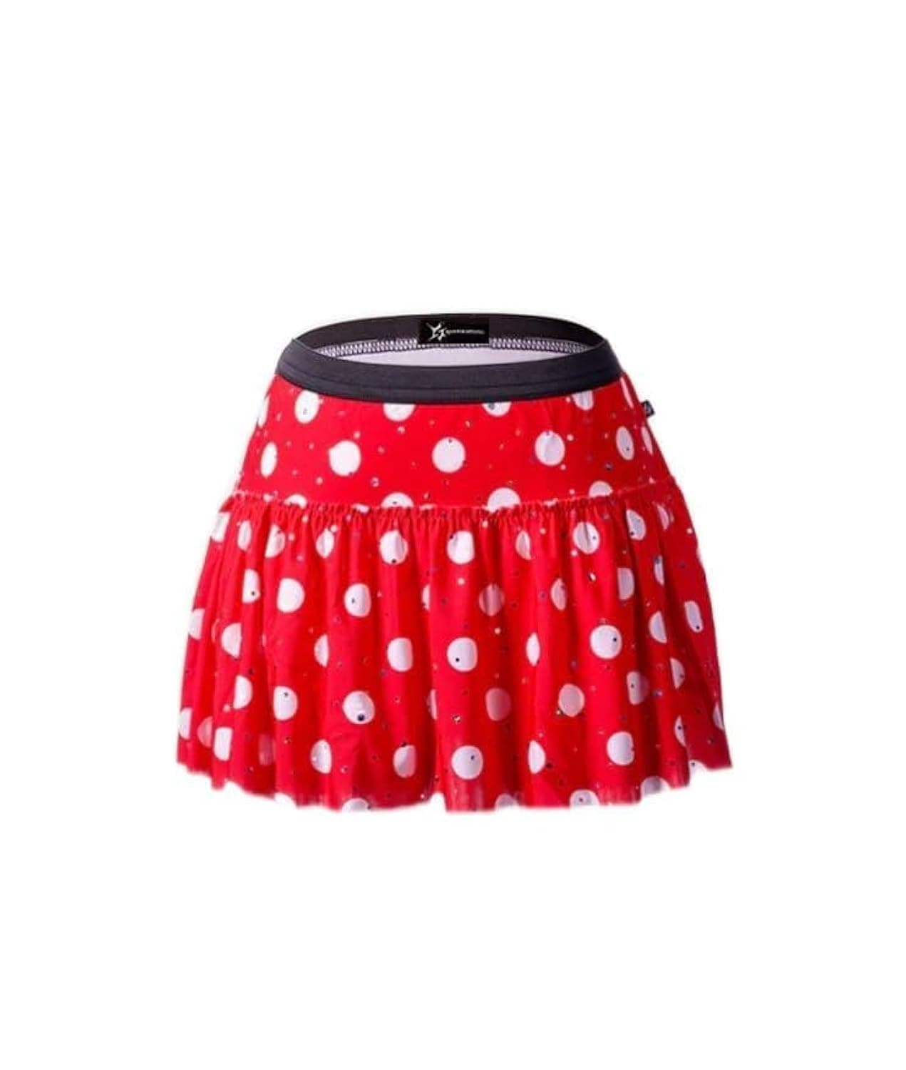 Red with White Polka Dots Sparkle Running Skirt M