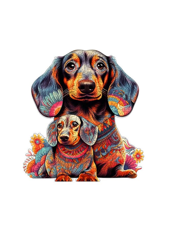 Spot Wooden Animal Puzzle Shaped Irregular Wooden 3d Toys Cross-border-Color:【Exclusive Copyright】 Cartons Of Mother And Child Dogs A4