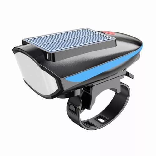 Linist Solar & USB Rechargeable Bicycle Headlight with 140dB Horn – 250 Lumens LED Cycle Light with 3 Modes, Loud Cycle Bell, Mounting Bracket – Waterproof Bicycle Front Light (Color May Vary)