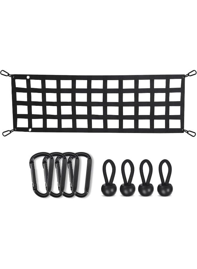 Easy-to-use Truck Tailgate Net with Excellent UV Protection, 50'' x 15'' Heavy Duty Pickup Tailgate Cargo Netting