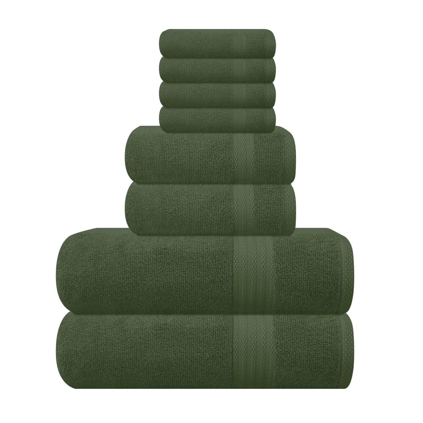 GLAMBURG Ultra Soft 8Piece Towel Set 100 Pure Ring spun Cotton Contains 2 Oversized Bath Towels 27x54 2 Hand Towels 16x28 4 Wash Cloths 13x13 Ideal for Everyday use Hotel Spa Olive Green