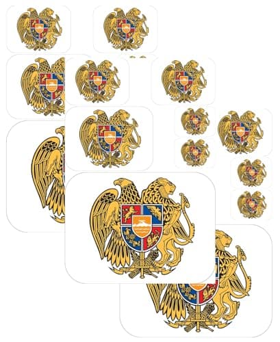 vmcoatdu Armenian Coat of Arms Laser Printing Armenia National Emblem Sticker 3 Pcs Decal in Multiple Sizes Stickers Red Armenia