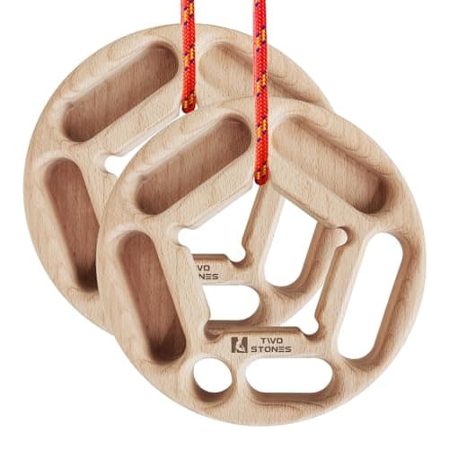 TWO STONES Portable Hangboard Rock Climbing, Pull Up Rings as Portable Rock Climbing Training Board with Pockets and Edges for Rock Climbers
