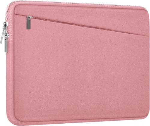 15.6 inch Laptop Case, Slim Computer Carrying Bag Protective Cover Briefcase with Front Pocket, Durable Laptop Sleeve for 15-16 Inch HP, Dell, Lenovo, Asus- Red Pink