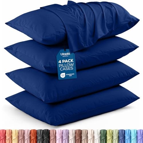 Utopia Bedding Standard Pillow Cases - 4 Pack - Envelope Closure - Soft Brushed Microfiber Fabric - Shrinkage and Fade Resistant Pillow Covers Standard Size 20 X 26 Inches (Standard, Royal Blue)