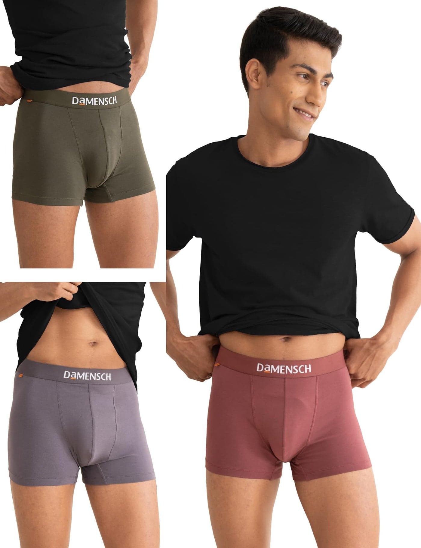 DAMENSCH Regular Fit Solid Cotton Blend Trunk Underwear Anti-Bacterial Moisture Wicking Breathable Microfibre Waistband Deo-Cotton Trunks for Men-Olive Night -S