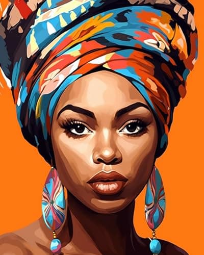 Black Women DIY Paint by Numbers for Adults African American Woman DIY Oil Painting Acrylic Paint Art Graffiti Women Painting Kit Canvas with Acrylic Paints Afro Girl Art 16x20 Inchwithout Frame