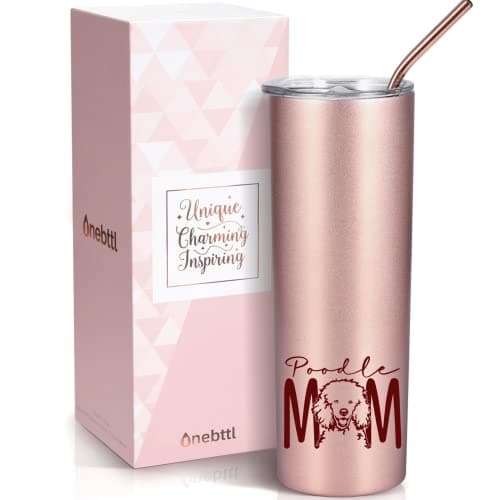 Onebttl Dog Mom Gifts Dog Lover Gifts for Women Best Dog Mom Ever 20 oz Rose Gold Insulated Tumbler Poodle Mom