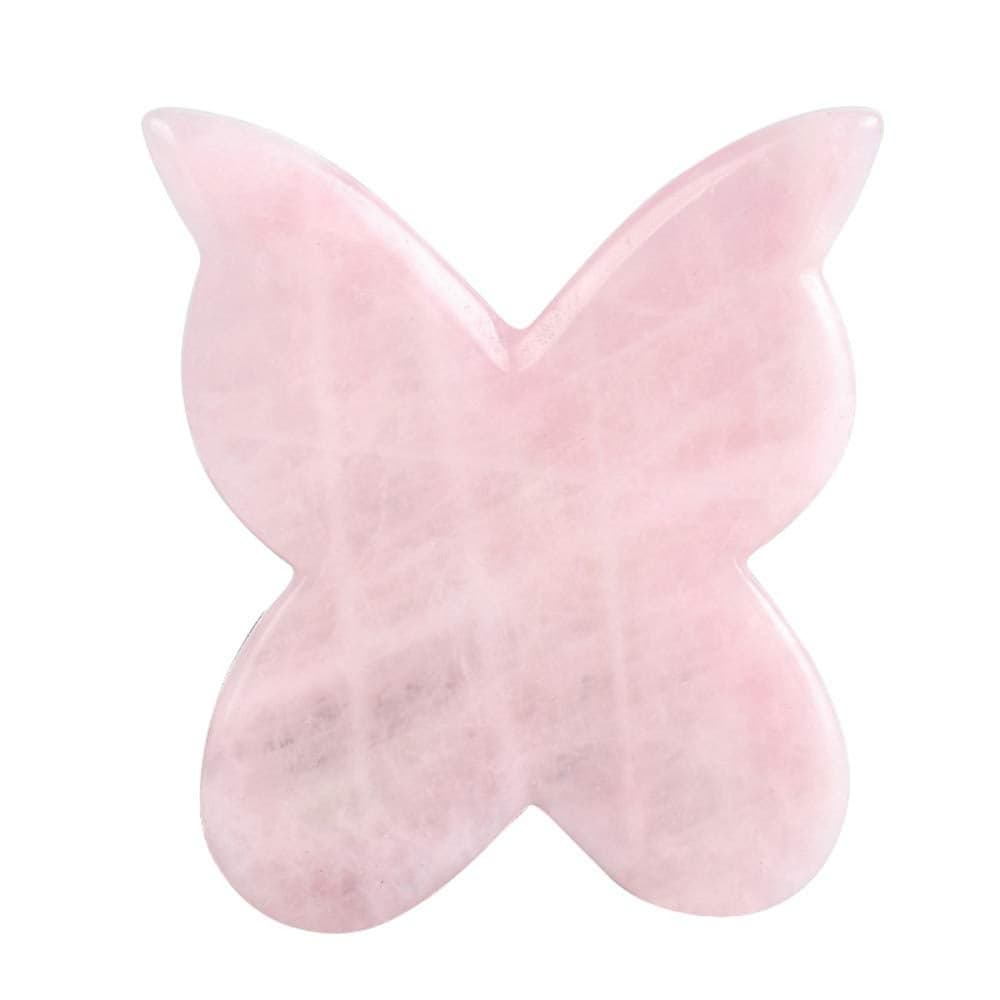 LZLRUN Rose Quartz Jade Roller Real Jade Gua Sha Board Mushroom Massager Face Lifting Tool Facial Guasha Massage Tool Butterfly Shape
