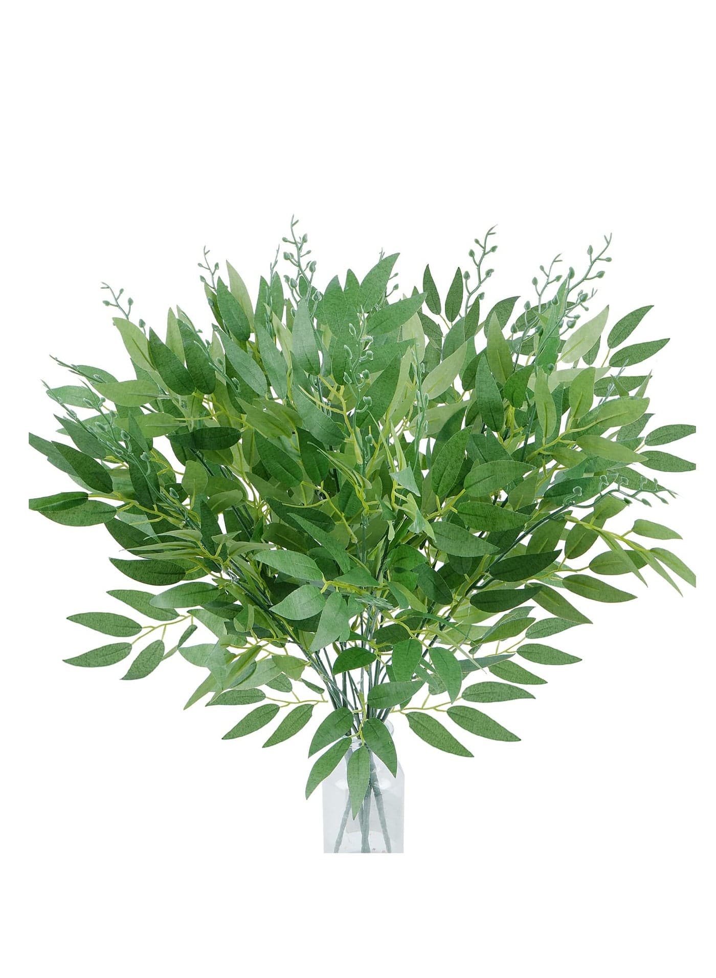 4 Bundles Italian Greenery Stems, 23.6in Artificial Green Leaf Willow Leaves Bouquet, Adjustable Stems, for Floral Arrangement Home, Wedding, Party, Garden, Farmhouse, Table Centerpiece Decor