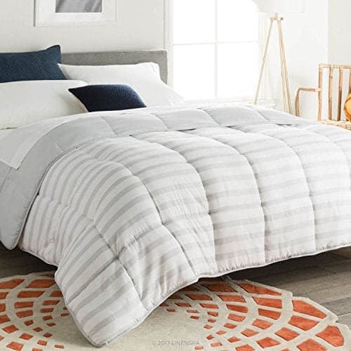 Linenspa Comforter Duvet Insert Full Grey/White Down Alternative All Season Microfiber-Full Size - Box Stitched