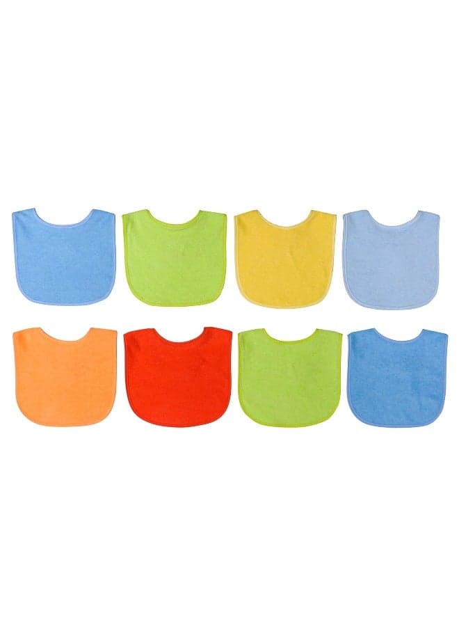 Neat Solutions 8 Count Multi-Color Solid Knit Terry Feeder Bib, Boy