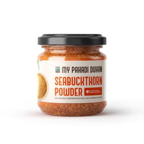My Pahadi Dukan (MPD) Sea buckthorn Berry Powder 100g, Rich in Omega 3 6 7 9 & Vitamin C, Antioxidant & Fiber Rich, Supports Skin Glow Immunity & Gut Health, 100% Pure, No Additives