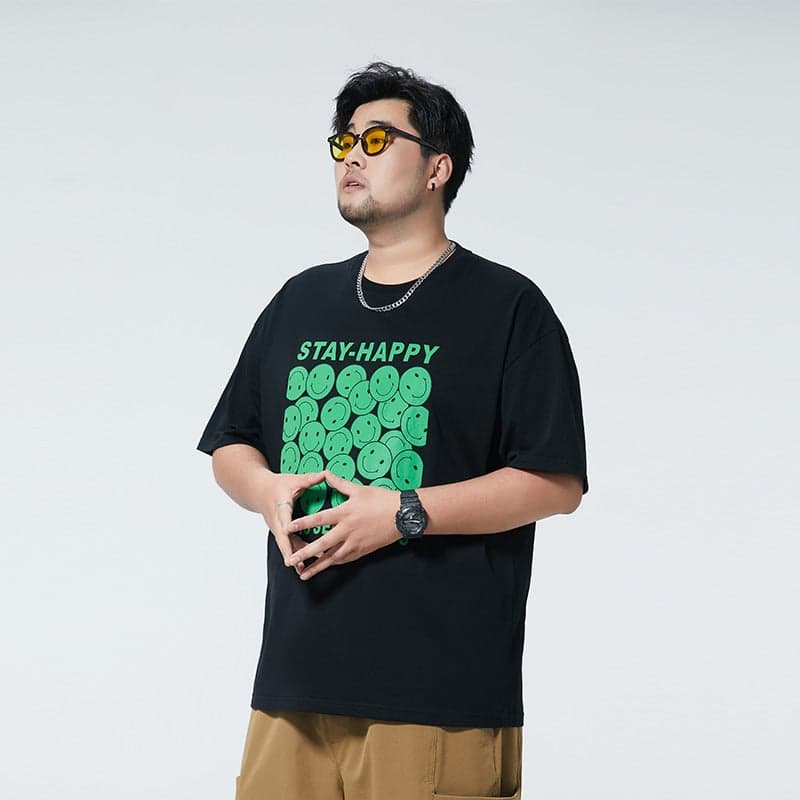 Men'S T-Shirt Short-Sleeved Summer Cotton Printed Trendy Loose Plus Size Fat Top Casual Men'S T-Shirt