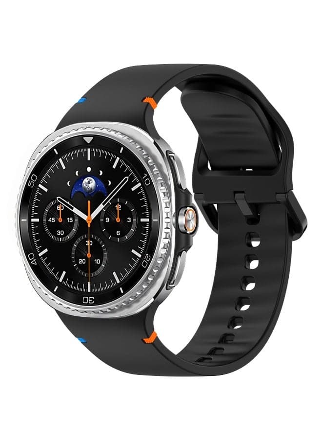 Silicone Bands For Samsung Galaxy Watch 8 Band 40mm 44mm/Galaxy Watch 8 Classic Band 46mm No Gap Soft Silicone Replacement Strap for Men Women (Black)
