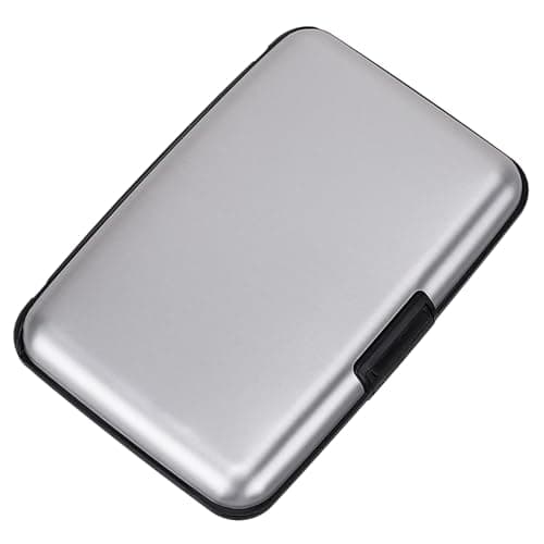 ELFISH Mini RFID Aluminum Wallet Credit Cards Holder Business Card Case Metal ID Case for Men Women (Silver)