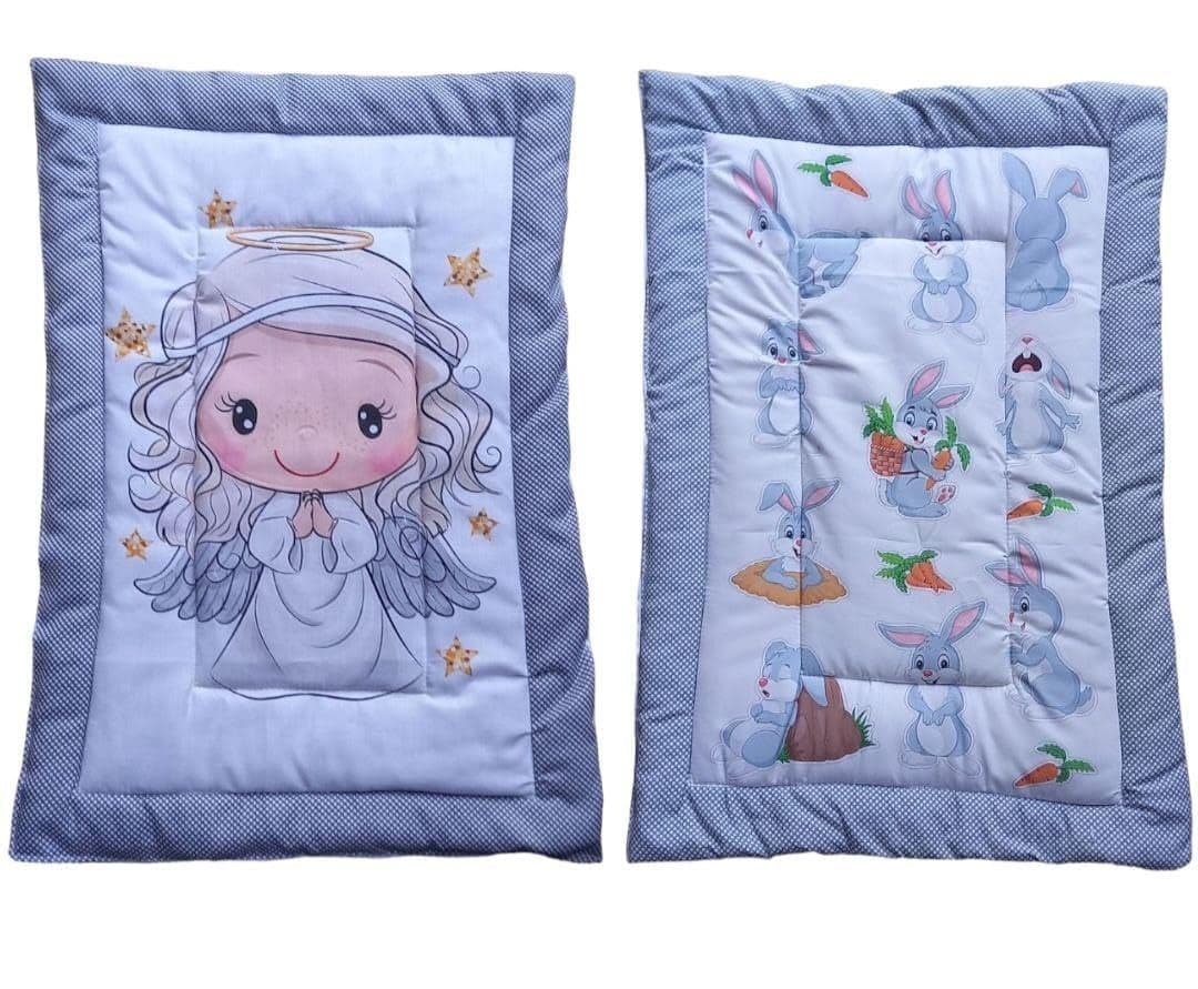 Vivatra Combo Newborn Baby Pom Pom Cotton Baby Bed Godari Cradle Bed Crib Sheet Changing Mat Baby Godadi Godari Bedding Set Mattress_Pack of 2 Piece_20 30 Inch Babygirl Rabbit