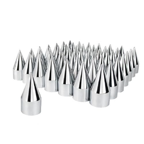 United Pacific 10770CB Wheel Lug Nut Cover Set 15 x 4 18 Chrome Plastic Spike PushOn Style