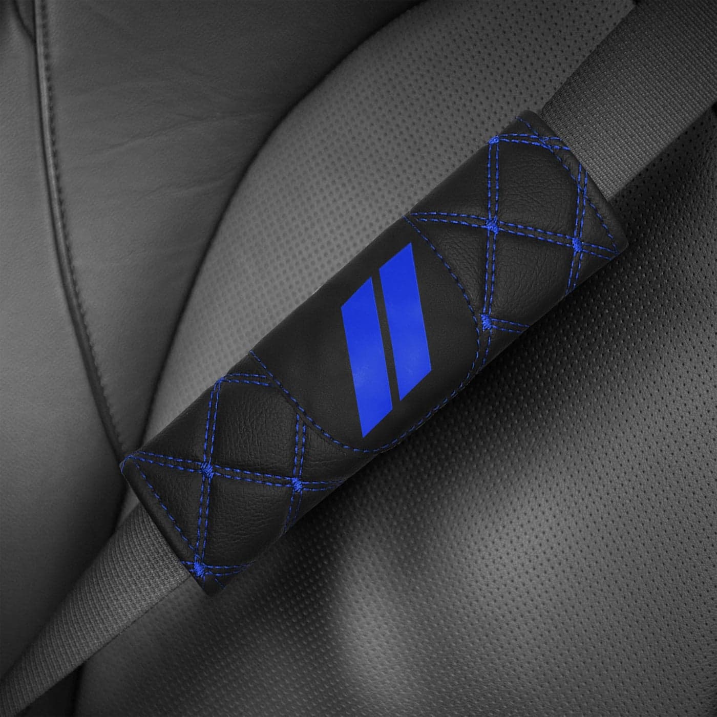 YOSRTER 2PCS Leather Seat Belt Pad for Dodge Charger Durango Challenger Journey Shoulder Strap Protection Universal Fit to All Dodge Car Seat Belt Covering for Dodge AccessoriesDark Blue Trim