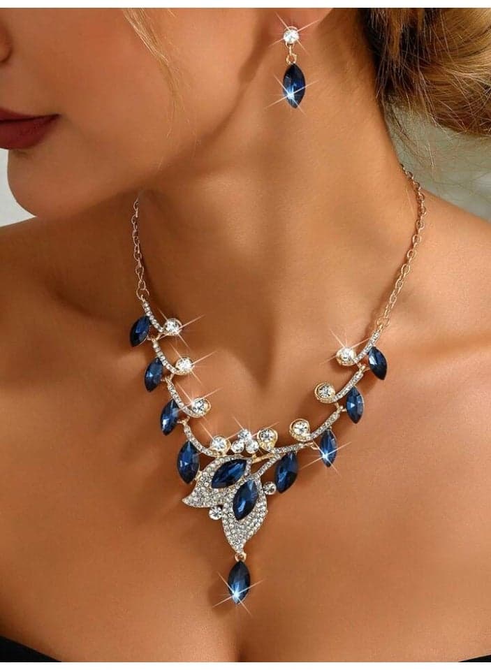 Amazing Trendy Women's Zirconia Necklace And Earrings Jewellery Set
