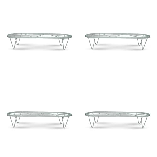 BonKaso Heavy Duty Stadium Plant Stand: 60.9X 22.5 x 12.7 cm, White - Set of 4, Modern Design for Indoor & Outdoor Use, Sturdy, Anti-Rust Planter Stand for Garden, Balcony, Patio