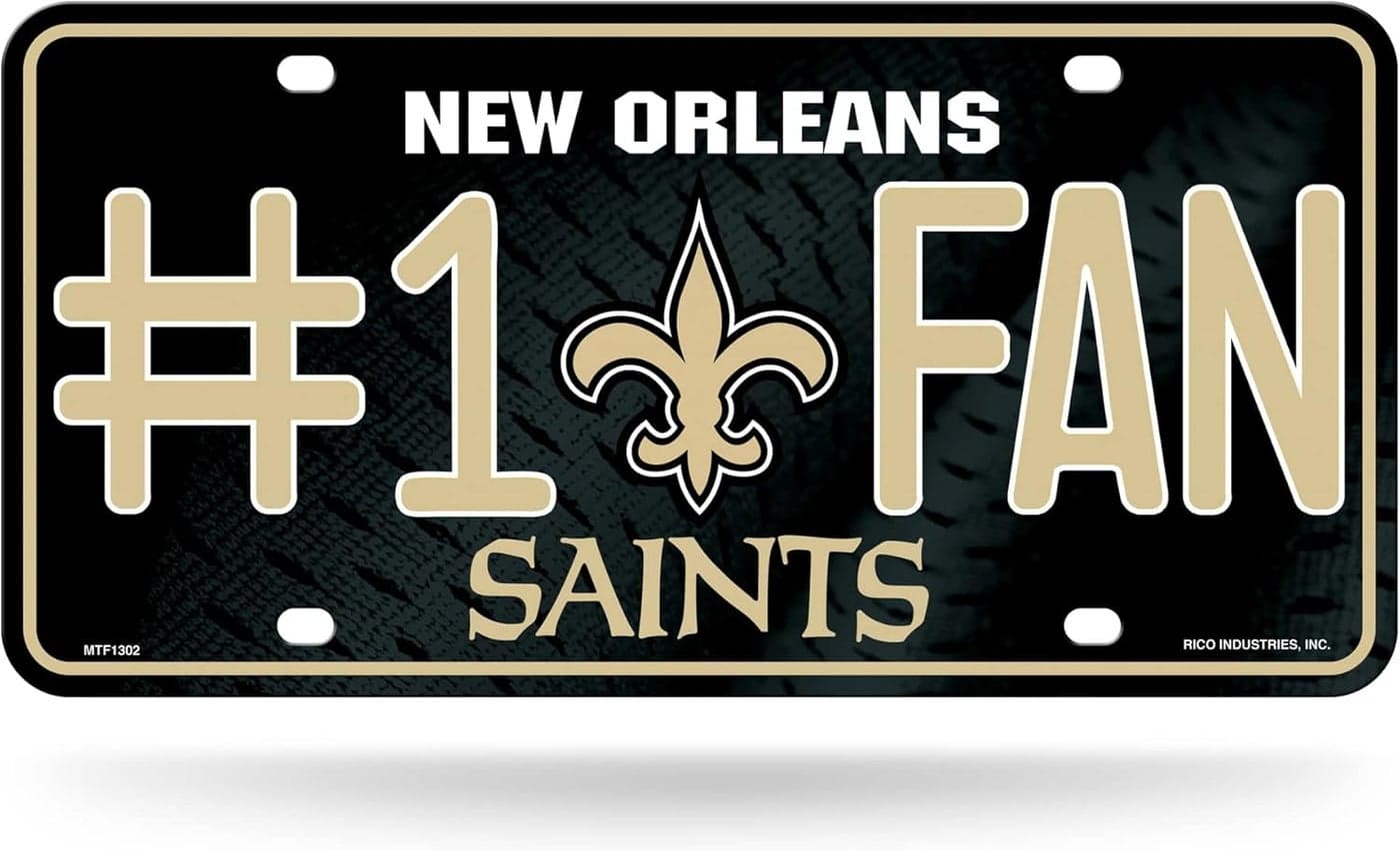 Rico Industries NFL New Orleans Saints #1 Fan Metal Auto Tag