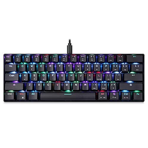 MOTOSPEED 60% Mechanical Keyboard Portable 61 Keys RGB LED Backlit Type-C USB Wired Office/Gaming Keyboard for Mac, Android, Windows(Red Switch)