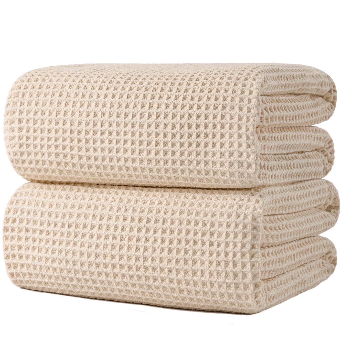 POLYTE 430 GSM Microfiber Quick Dry Lint Free Bath Sheet 70 x 35 in Set of 2 Waffle Weave