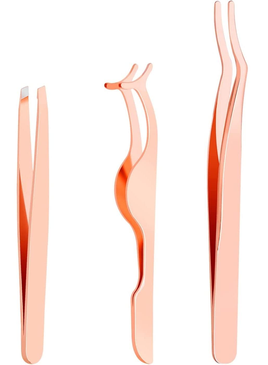 3 Pieces Eyelash Applicator Tool,False Eyelashes Curlers Curved Eyelash Curler - ROSE GOLD
