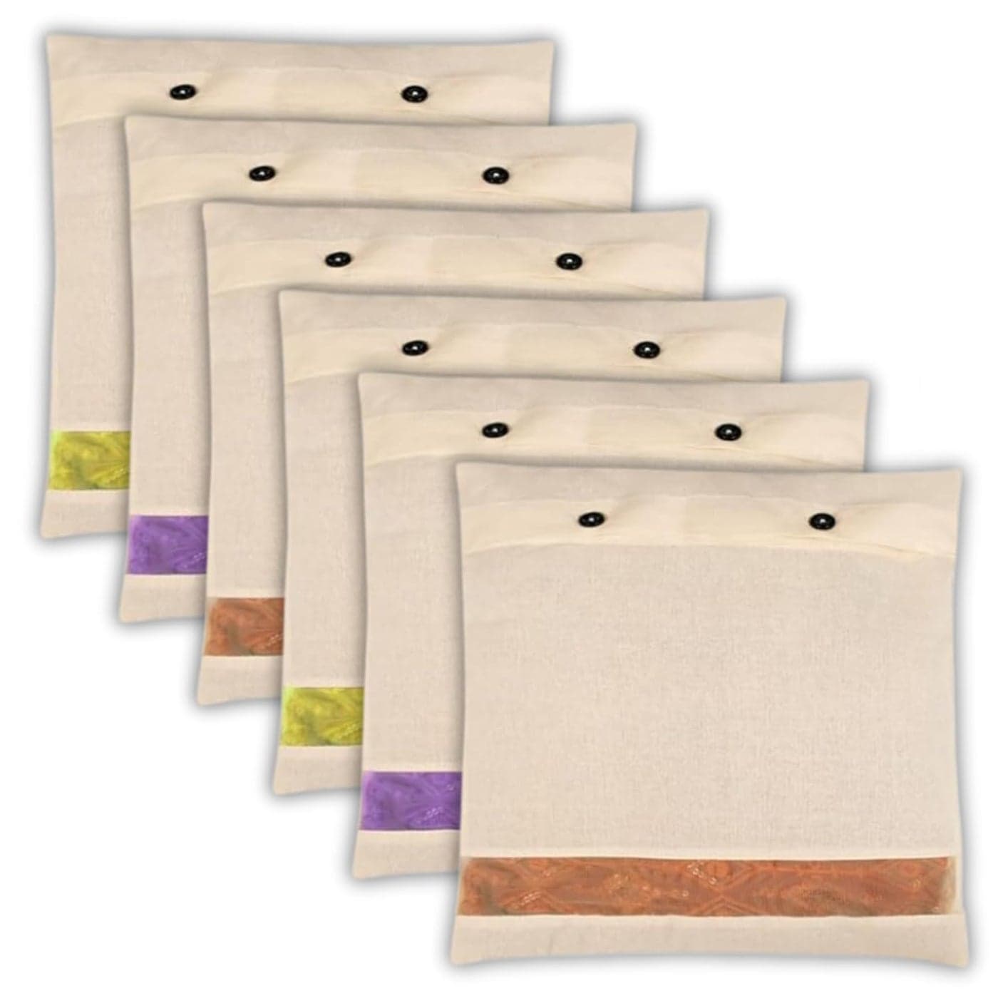 Gowloz Cotton Garment Covers with Button Closure Breathable Storage Bags for Sarees Dresses and Clothes Durable Wardrobe Organizer Pack Of 6