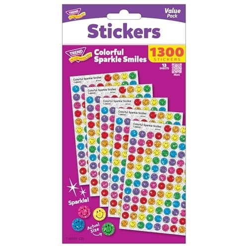 Colorful Sparkle Smiles Stickers Value Pack 1300 Stickers